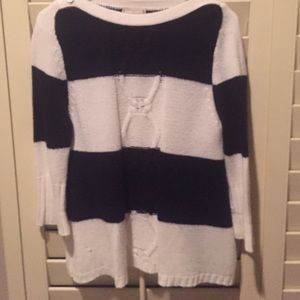 Navy and white sweater