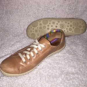 Brown Born shoes with colored stripe interior