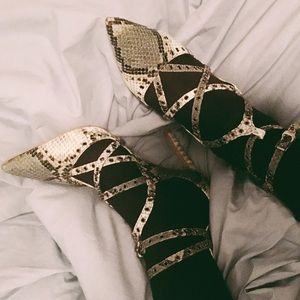 Snake Printed Wraparound High Heels