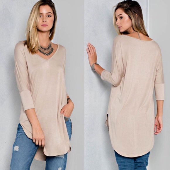 🆕KENYA super soft v neck top - TAUPE - Picture 2 of 4
