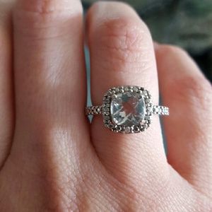 Green Amethyst Halo Ring