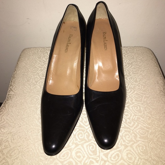 Ralph Lauren Black Leather Pumps Sz10 NEW