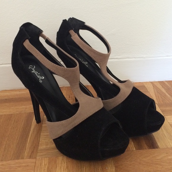Black and suede heels