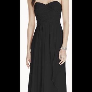 Strapless Crinkle Chiffon Dress with Cascade Skirt