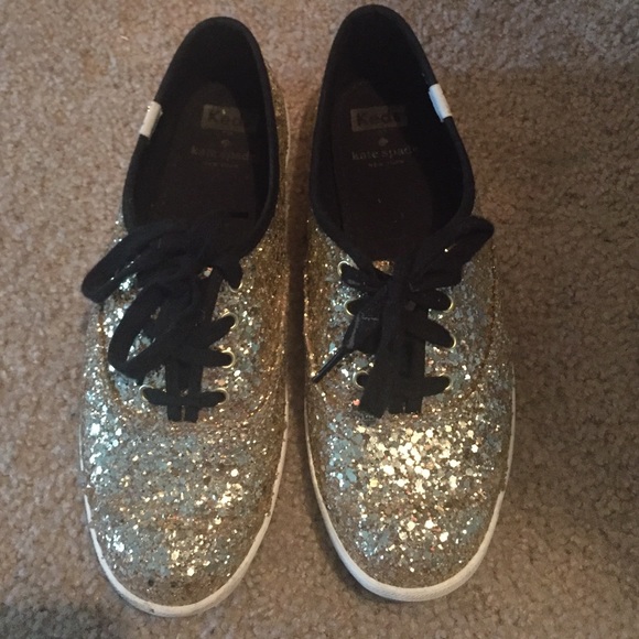 kate spade Shoes - Keds for Kate Spade, gold glitter sneakers!