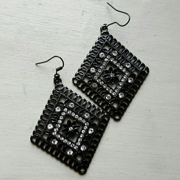 Black and silver earrings