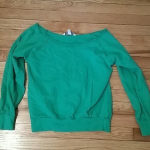Green off the shoulder sweatshirt