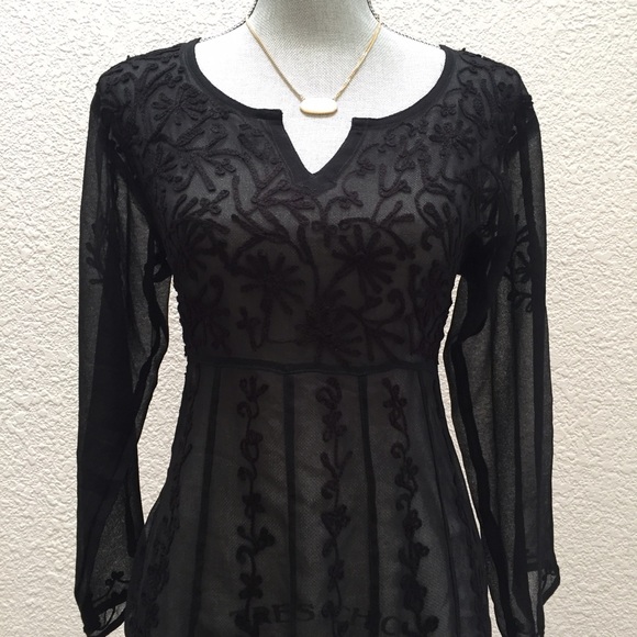 Fab black sheer cover-up or tunic, handmade - Picture 2 of 3