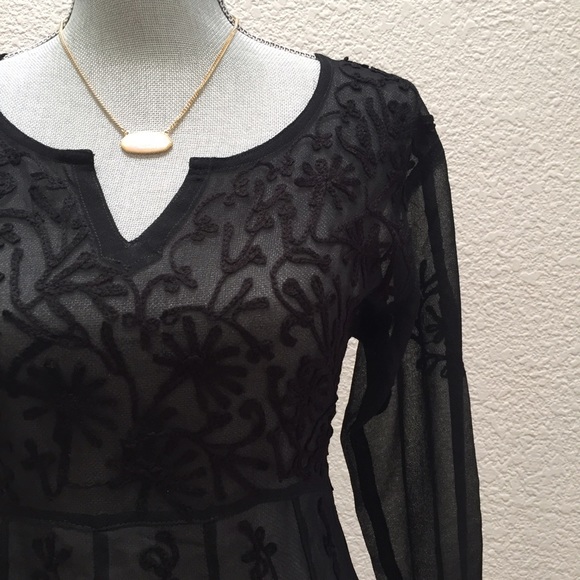 Fab black sheer cover-up or tunic, handmade - Picture 3 of 3