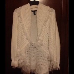 White cardigan sweater with fringes