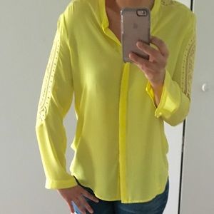 NWOT The Kooples Lace Inset Crepe Shirt