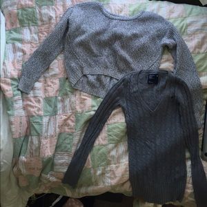 Two grey American eagle sweaters