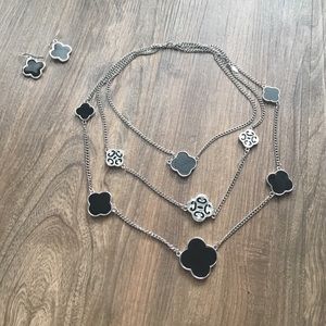 VCLM Black Onyx Necklace and Earrings Set