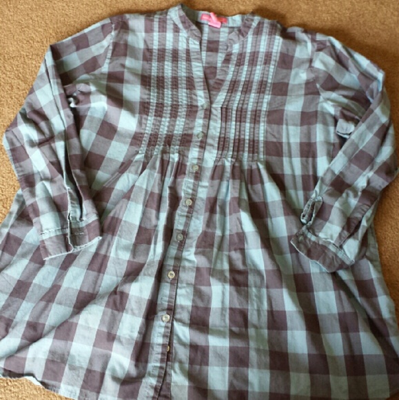 Blue and black checker tunic