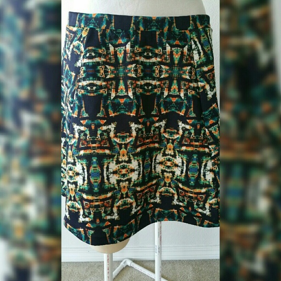 NWOT Navy, Green, Orange, Skater Skirt Size L