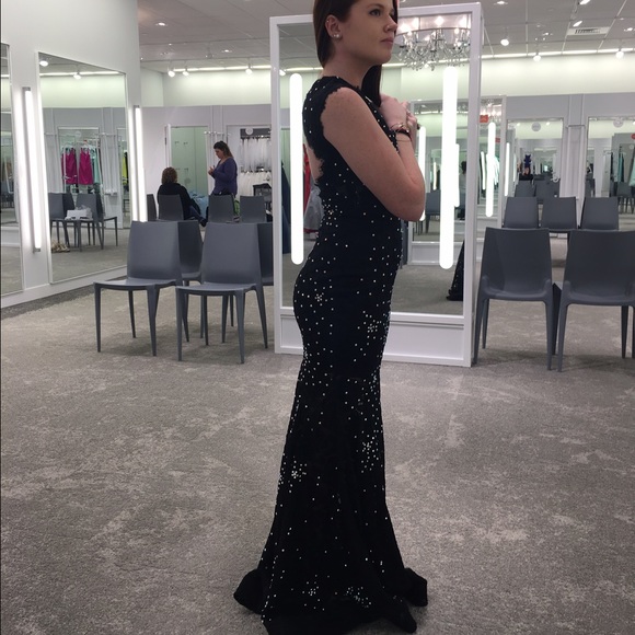 Black lace prom dress