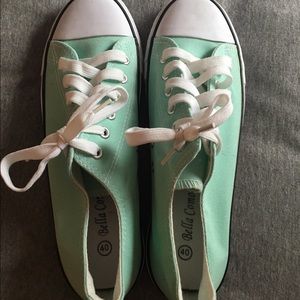 Mint Green converse style shoes
