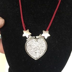 Red Rope Heart & Stars Necklace