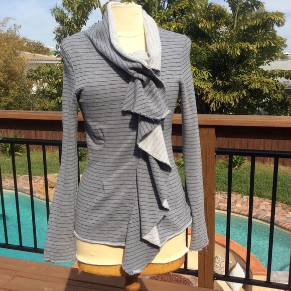 FP Zip Up Ruffle Stripe Jacket