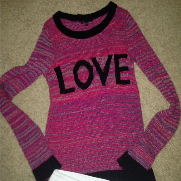 Pink and Black "Love" sweater in XS