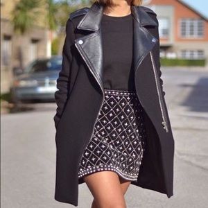 Zara Coat with Leather appliqués