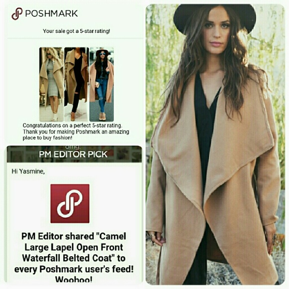 Last 1*Camel Large Lapel Open Front Waterfall Coat - Picture 4 of 4
