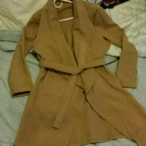 Last 1*Camel Large Lapel Open Front Waterfall Coat - Picture 3 of 4