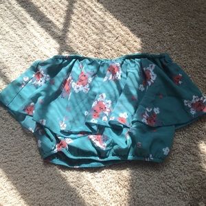 floral strapless crop top