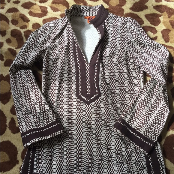 Tory Burch brown and white tunic size 4
