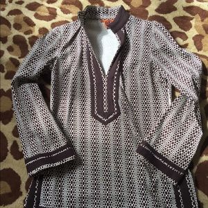 Tory Burch brown and white tunic size 4