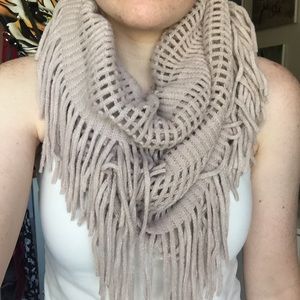 Knit Fringe Infinity Scarf