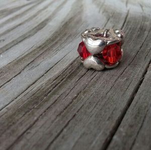 Valentine Crystal Heart Troll Bead Sterling