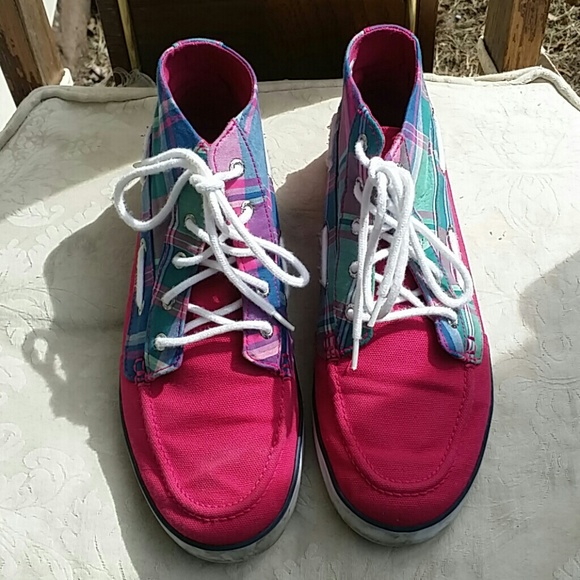 Berry/Blue Madras Plaid Junior Sneakers