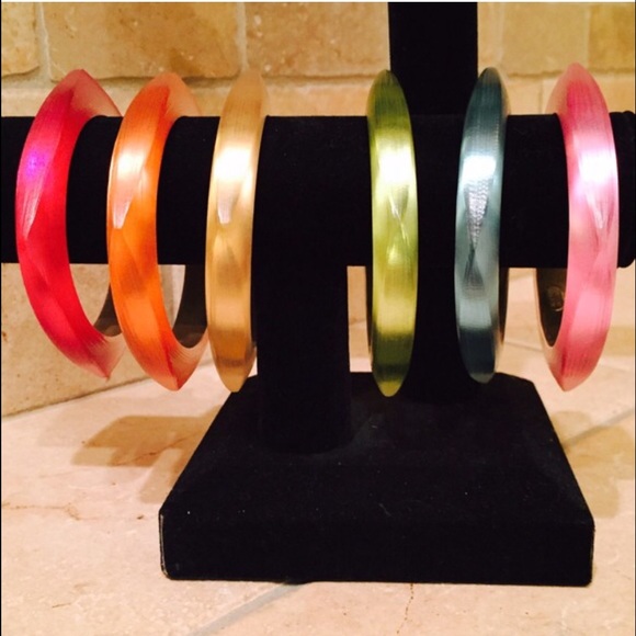 Set of 5 Alexis Bittar Square Lucite Bangles