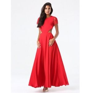 NWT Bebe Red Lace Back Cutout Gown