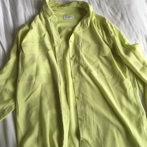 Silk light lime long sleeve button up