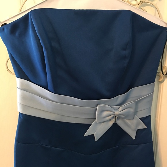 Satin Blue Bow Tea Formal - Picture 2 of 3