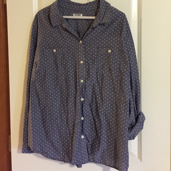 Cute blue polka dot button up shirt