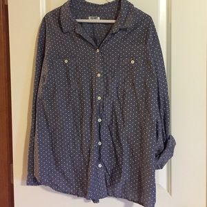 Cute blue polka dot button up shirt