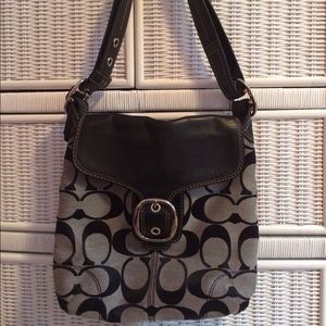 Black and grey Coach purse