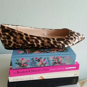 Satin Leopard Print Pointy Toe Flats