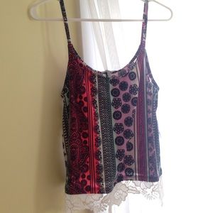 Patterned spaghetti strap tank
