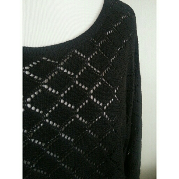 Black Open Knit Sweater | Pullover Sweater - Picture 4 of 4