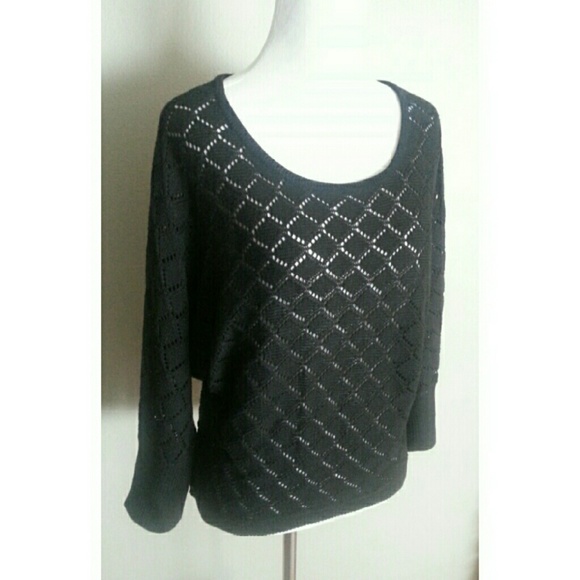 Black Open Knit Sweater | Pullover Sweater - Picture 2 of 4
