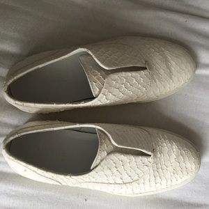 Vince slip on white shoes