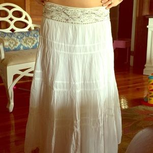 Old Navy white maxi skirt with bead embellishment