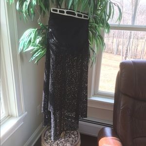 High-low black crochet cover-up skirt