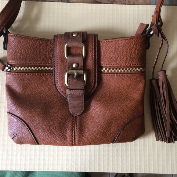 Brown leather cross body bag