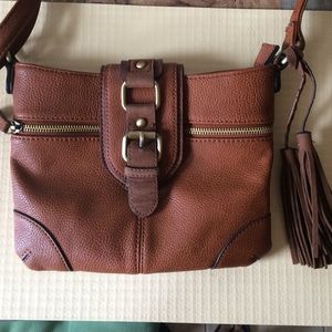 Brown leather cross body bag