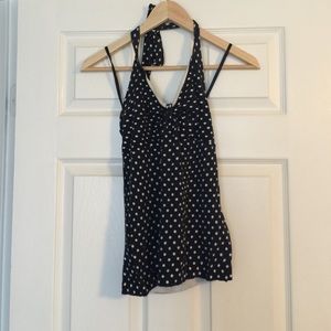 Ann Taylor Navy and Polkadot Halter Top